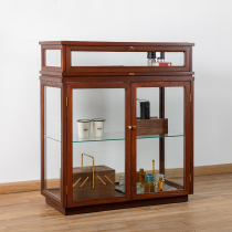 Customizable mandshurica solid wood mortise American retro glass cabinet Stocker accessories museum display cabinet