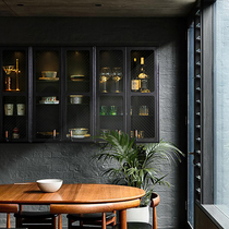 Industrial style American retro glass hanging cabinet glass display cabinet iron locker kitchen hanging cabinet side cabinet