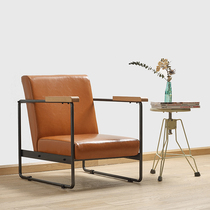kinoco蘑菇空间)可定制复古铁艺工业沙发椅单人沙发 仿皮沙发