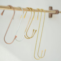 Mushroom space Nordic handmade pure copper flat head kitchen clothing S adhesive hook brass copper S hook S hook S type adhesive hook S