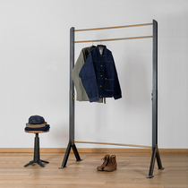 工业风服装店展示架落地式铁艺衣架陈列架复古货架黑色可调节伸缩