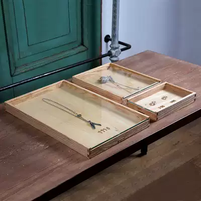 Ash wood solid wood mortise and tenon combination wooden box Glass cover Jewelry box Gift box Storage box Collection and finishing wooden box