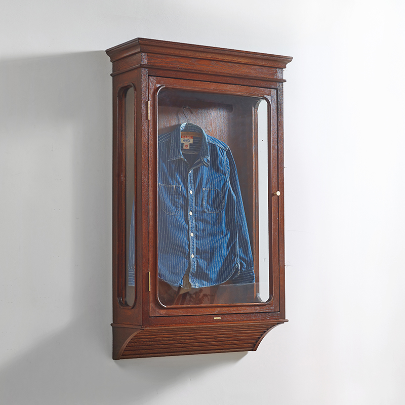 Mushroom space Antique old American wall cabinet Jewelry display cabinet Industrial style retro wooden glass display cabinet