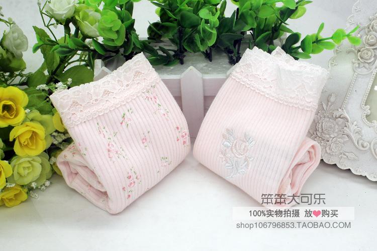 Xuất khẩu sang Nhật Bản 100 bông ren thêu eo cao của phụ nữ cotton quần short nữ tam giác quần lót đồ lót big size