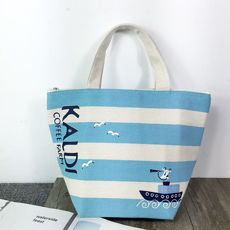 Foreign Trade Canvas Pull Chain Hand insulated bag Hand carrying lunchbox with 16 * 15 * 23cm