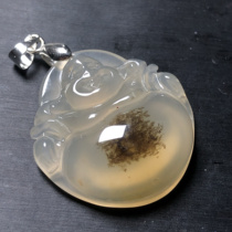 Natural jade Huanglong Jade A goods ice white Buddha pendant pendant fashionable womens neck jewelry jade pendant elegant gift