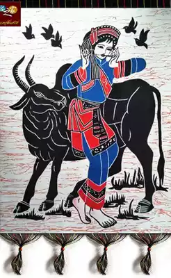 Special printing and dyeing painting national characteristics double-layer thick printing and dyeing wall hanging home decoration decoration decoration cattle cattle