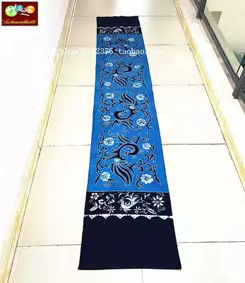 Guizhou batik table flag pure hand painted tablecloth home decoration craft gift decoration hotel decoration background wall 240 * 50CM