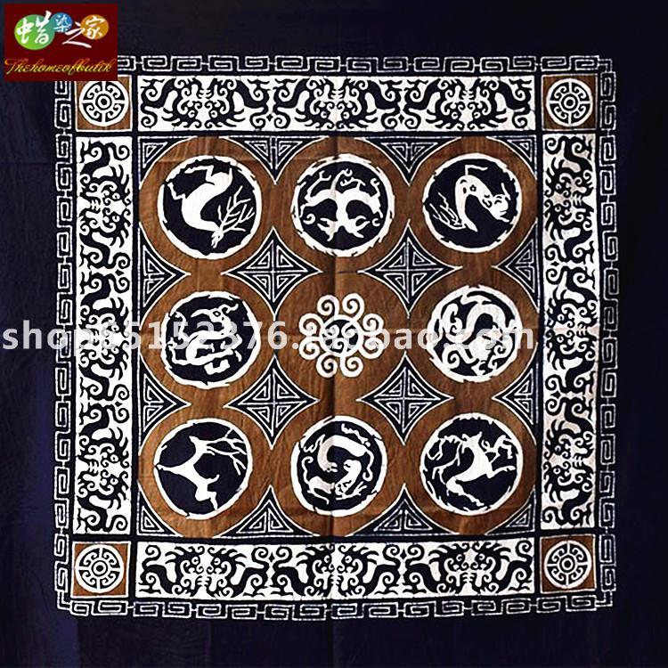 Batik TABLECLOTH MIAO Batik Batik painting Wall-mounted tablecloth square tablecloth four deer figure 115CM*115CM