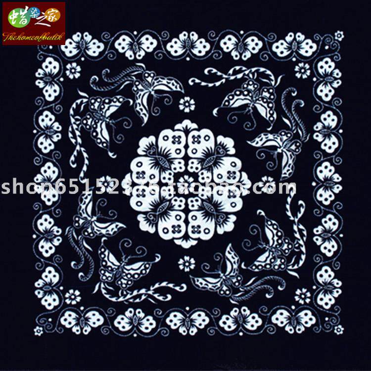 New products on the shelves Batik decorative wall hanging Miao batik batik scarf blue and white butterfly 60*60CM