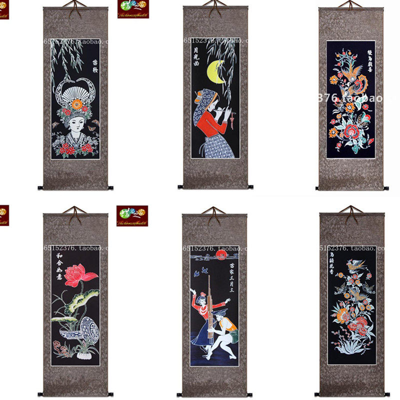 Batik painting Batik decorative wall hanging Gifts Gifts Conference gifts Decoration decoration Scroll painting 140*42