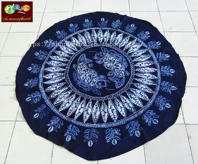 Tie-dye tablecloth Guizhou Miao tie-dyed round tablecloth Hotel Dining Room Decoration Features Tablecloth Diameter 150CM