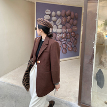 NORA Premium Sense Solid Color Blazer Women 2021 Spring and Autumn New Long Loose Casual Suit Top