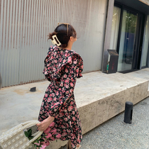 NORA Camellia Dress Women's 2022 Spring French Vintage Floral Temperament Romantic Crewneck Long Sleeve Skirt