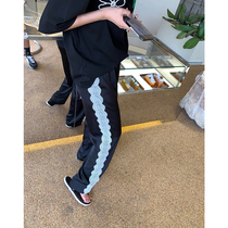 NORA Contrast Lace Casual Pants 2022 Spring Women's Fashion High Waist Wide Leg Loose Skinny Black Pants