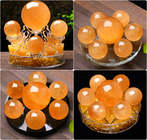 Original stone natural yellow crystal ball yellow Zhaocai seven-star array ornaments transfer feng shui ball Wangyun town house help business