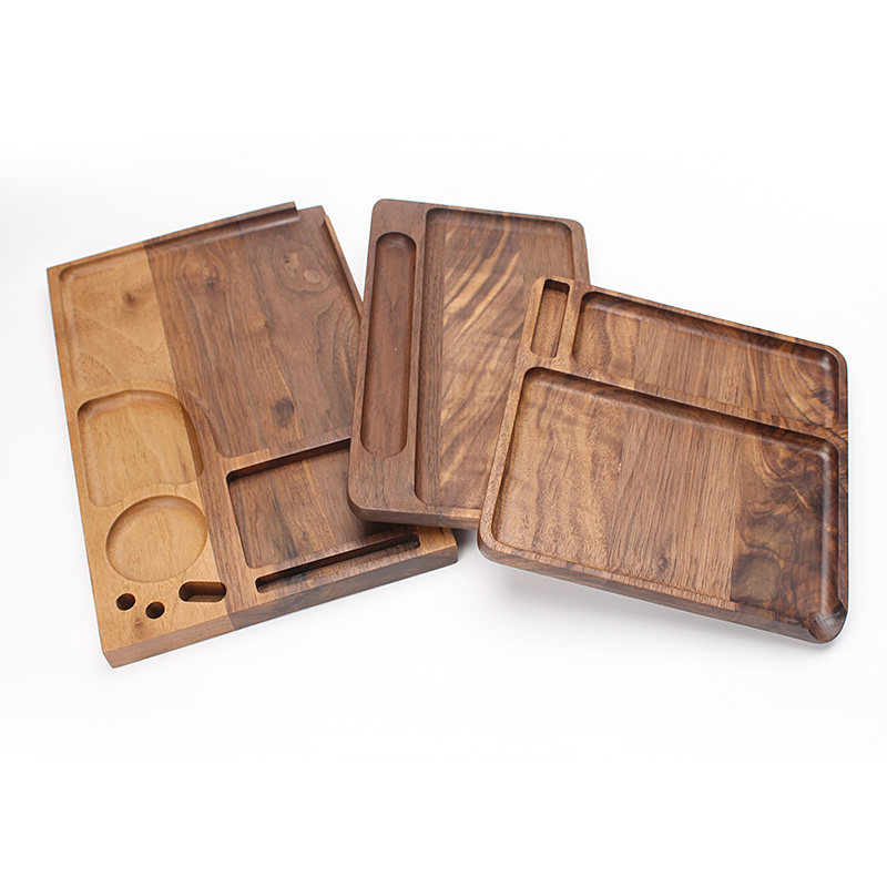 Tobacco pipe wake-up tray solid wood handmade operation tray black walnut storage roll tobacco device wet tray accessories