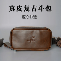 OLDFOX genuine leather retro pipe bag multifunctional portable two-position cigar bag mens hand-storage hand-rolled cigarette bag