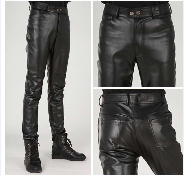 New Young Boys Young Personality Motorcycle Locomotive Spring & Autumn New Leather Pants Men