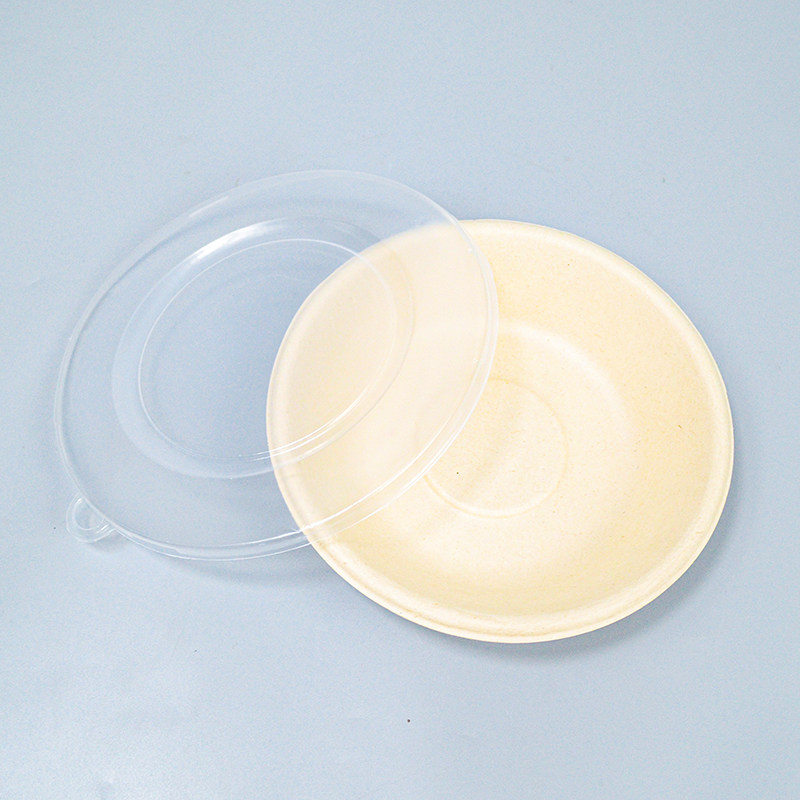 Disposable bowl pulp environmental protection degradable light food salad box fried noodles commercial thickened round bowl takeaway packing box