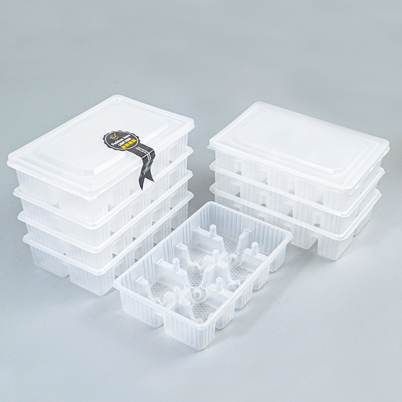 Dumpling box frozen dumplings multi-layer 10-grid microwave freezer box sub-grid tray commercial thickened disposable wonton box