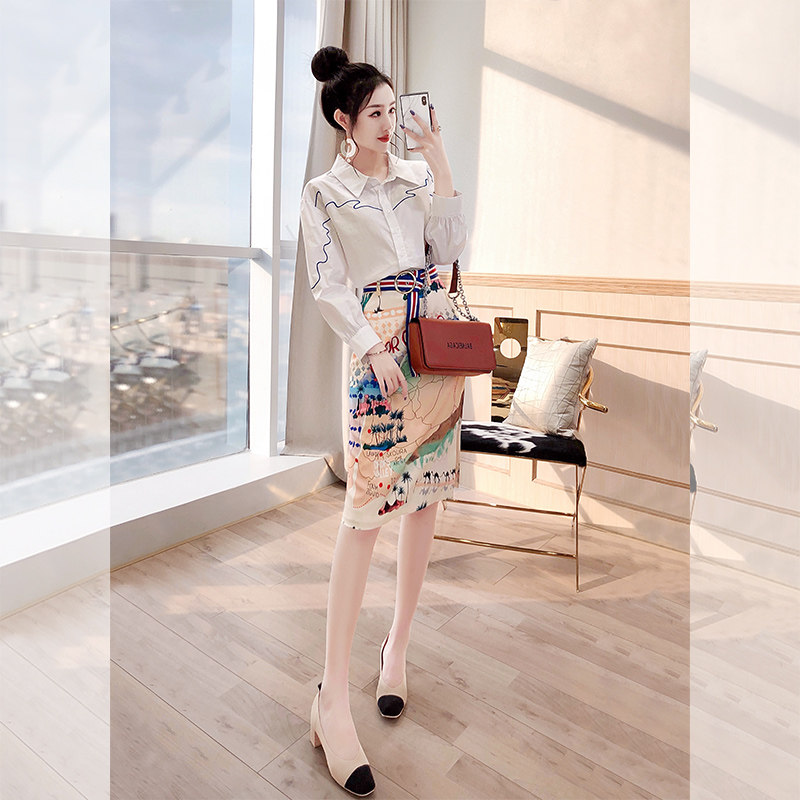 Shirt suit skirt two-piece autumn suit 2022 new fashion women's wear temperament goddess fan office suit suit