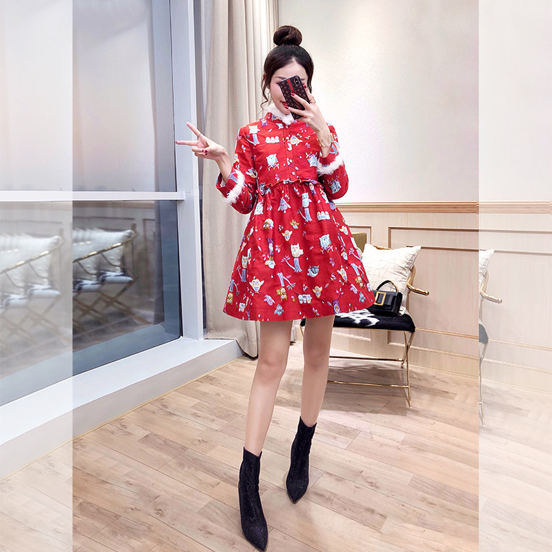 Chinese bride wedding dress New Year's dress adult 2022 new women's red Tang suit short cotton coat improved cheongsam