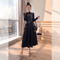Set skirt two-piece tassel autumn new womens fashion 2021 foreign style age belt skirt black suit