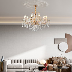 American Retro Crystal Chandelier for Living Room, Luxurious Villa, European-Style Candle Lamp, Bedroom, Dining Room, Elegant French Crystal Chandelier