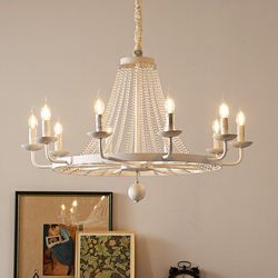 Retro French Crystal Lamp, Candle Lamp, Study Room, Living Room, Staircase, Restaurant, Simple Bedroom, White Country American Chandelier