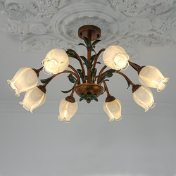 French Chandelier Retro Restaurant American Country Master Bedroom Living Room Nanyang Style Study Pastoral Flower Ceiling Lamp