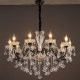 French Retro Crystal Chandelier for Villa, Palace Living Room, South Asian Style Dining Room, Bedroom, Simple American Style Black Vintage Chandelier