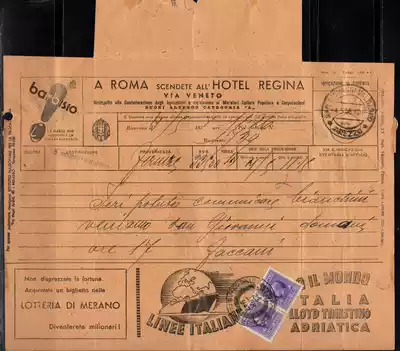Italian Telegraph Paper hat Rome Landscape hotel World map Travel Ship hotel Military service