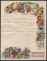 British GPO congratulations electric newspaper badminton racket trophy gift book leather shoes Bell hat glove key