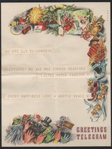 British GPO congratulations telegraph newspaper badminton racket trophy gloves gifts books leather shoes bells hat keys