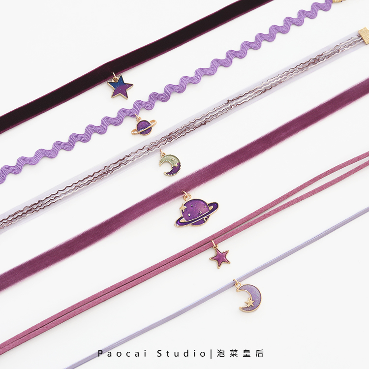 Purple universe Starry Sky choker personality neck chain girl heart necklace simple temperament chic collar choker