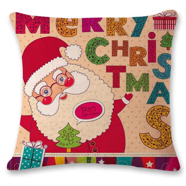 Cá tính Văn học Hoạt hình Red Santa Claus Tiếng Anh Thư Sáng tạo Bông vải lanh Gối Khách sạn Văn phòng Đệm gối dựa