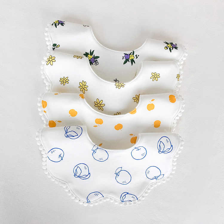 Baby Pure Cotton Waterproof Surrounding Hood Newborn 360-degree Saliva Towel False Collar Baby Enclosure Flower Side