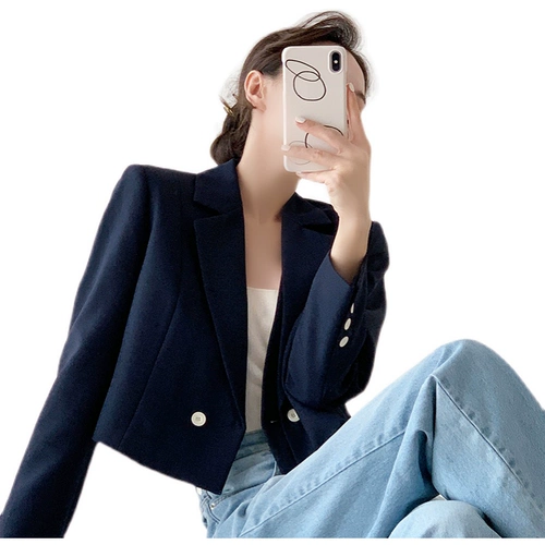 Осенний короткий однотонный костюм, городской стиль, в западном стиле