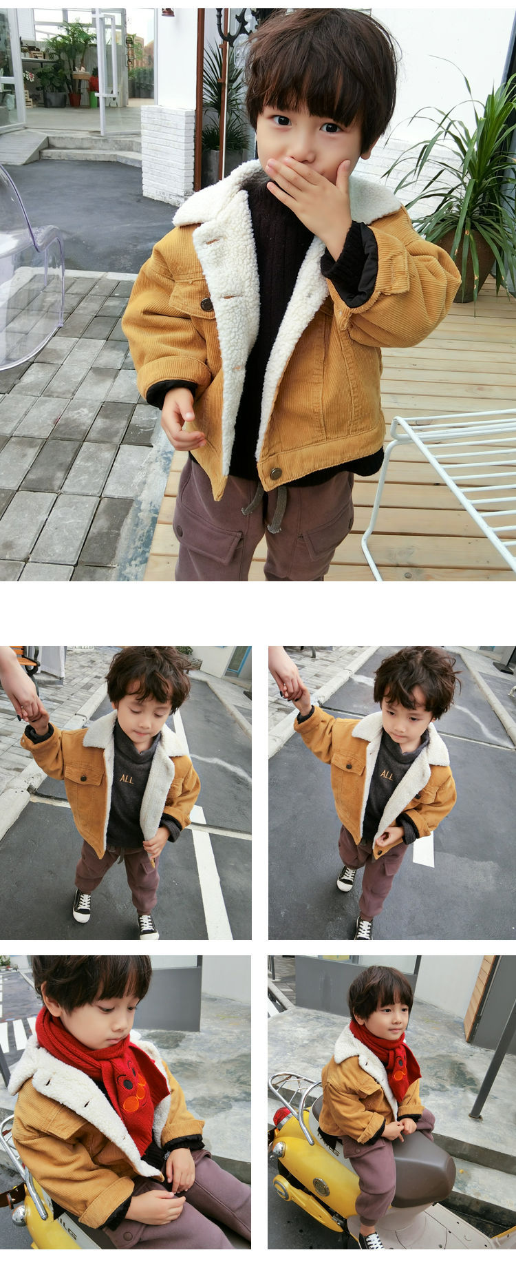 Chao Ma Feifei 2018 Winter New Boy Lamb Fur Jacket Children Corduroy Thicken Áo khoác ấm áo phao bé gái