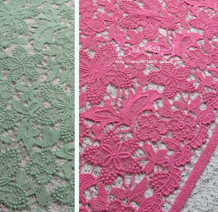 1.6m Free Shipping 3D Hollow Out Floral Heavy Embroidery All-Cotton Water-Soluble Lace Fabric High-End Fashion Dress Gown