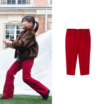 Toullejour Girl Clothing Fashion Agaric Lace Lace Waist Small Loose Straight Drum Light Core Strip Suede Casual Western Pants