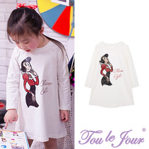 Toullejour girl dress childlike with great sailor girlfriend OLIVE OYL printed water drill knit underskirt