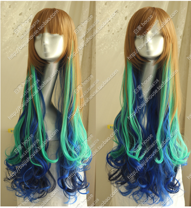 Hot Sale! Harajuku/Amo/Ayamo/Peacock Color Gradient 85cm Long Curly Hair/Cosplay Wig Hot Sale! Harajuku/Amo/Ayamo/Peacock Color Gradient 85cm Long Curly Hair/Cosplay Wig