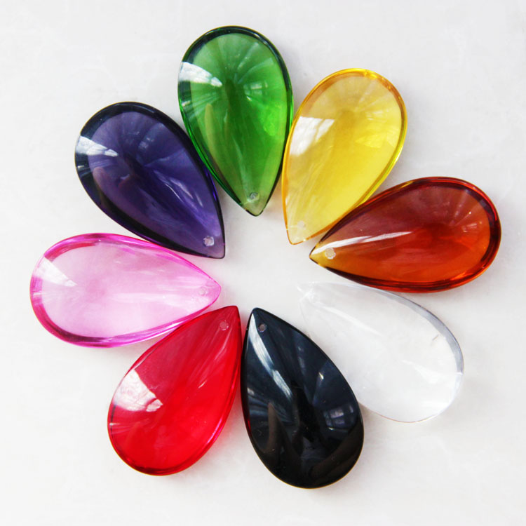 Color crystal bead curtain pendant accessories new water drop type glass pendant red pink blue green yellow black and white transparent color