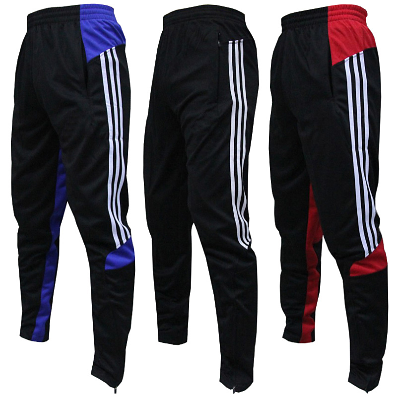 Football Pants, Tapered Training Pants, Slim-Fit Narrow-Leg Pants, Men's Fitness Sports Long Pants with Zipper Pockets