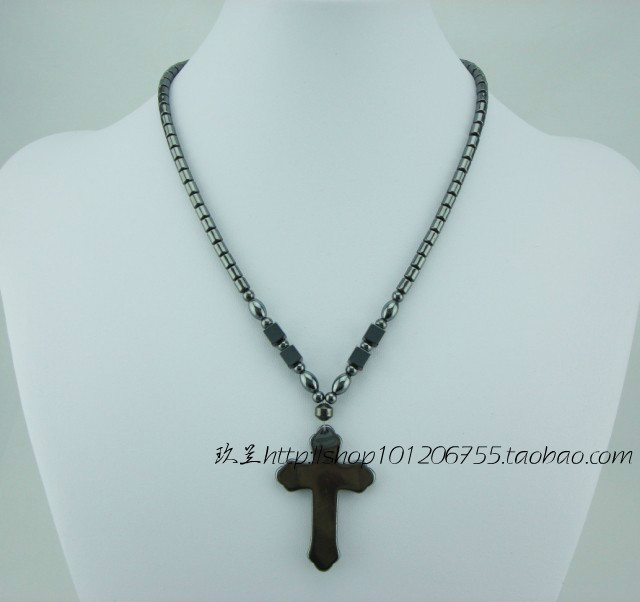 Magnetic black gallstone jewelry Large plum cross pendant Health necklace will pin gifts business gifts