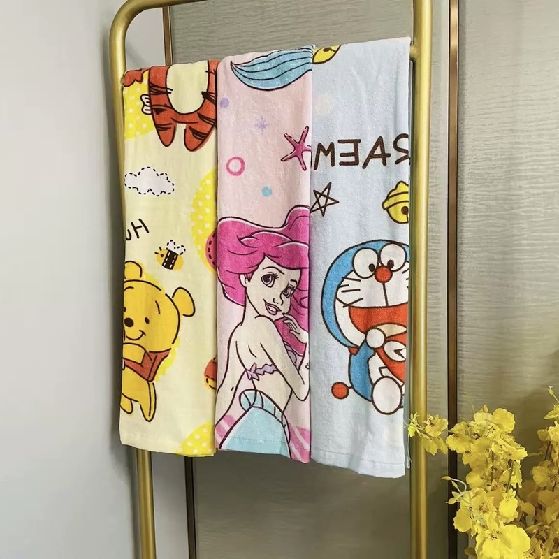 Cartoon Male and Female Baby Pure Cotton Absorbent Bath Towel, Japanese and Korean Style Large Towel, Beach Towel, Children's Bath Wrap Towel, Student