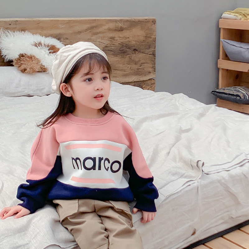 Clear Barn Autumn Winter Boy Girl Gush Pure Cotton Casual Blouse Children Loose Collage Head Casual Blouse