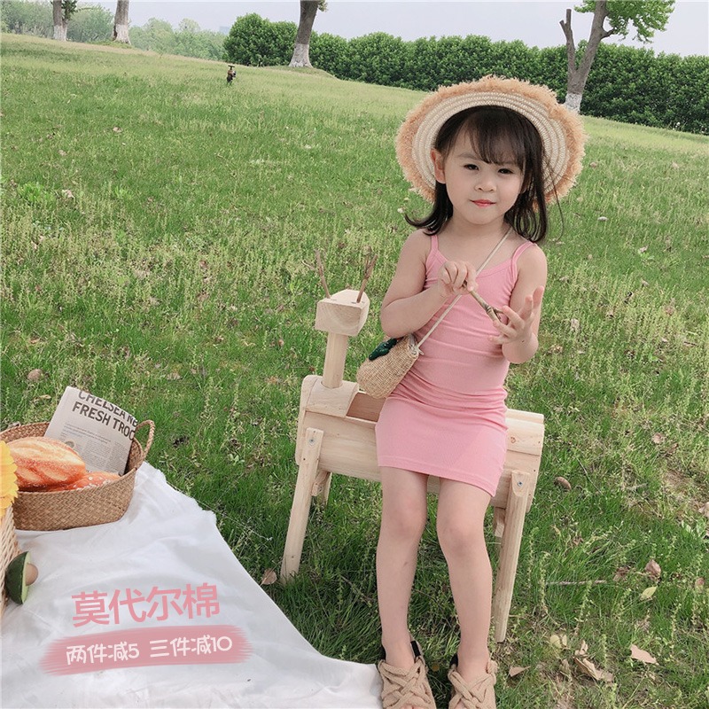 Xiaobaojia 2021 summer baby suspenders dress girl dress baby vest dress children tight hip skirt